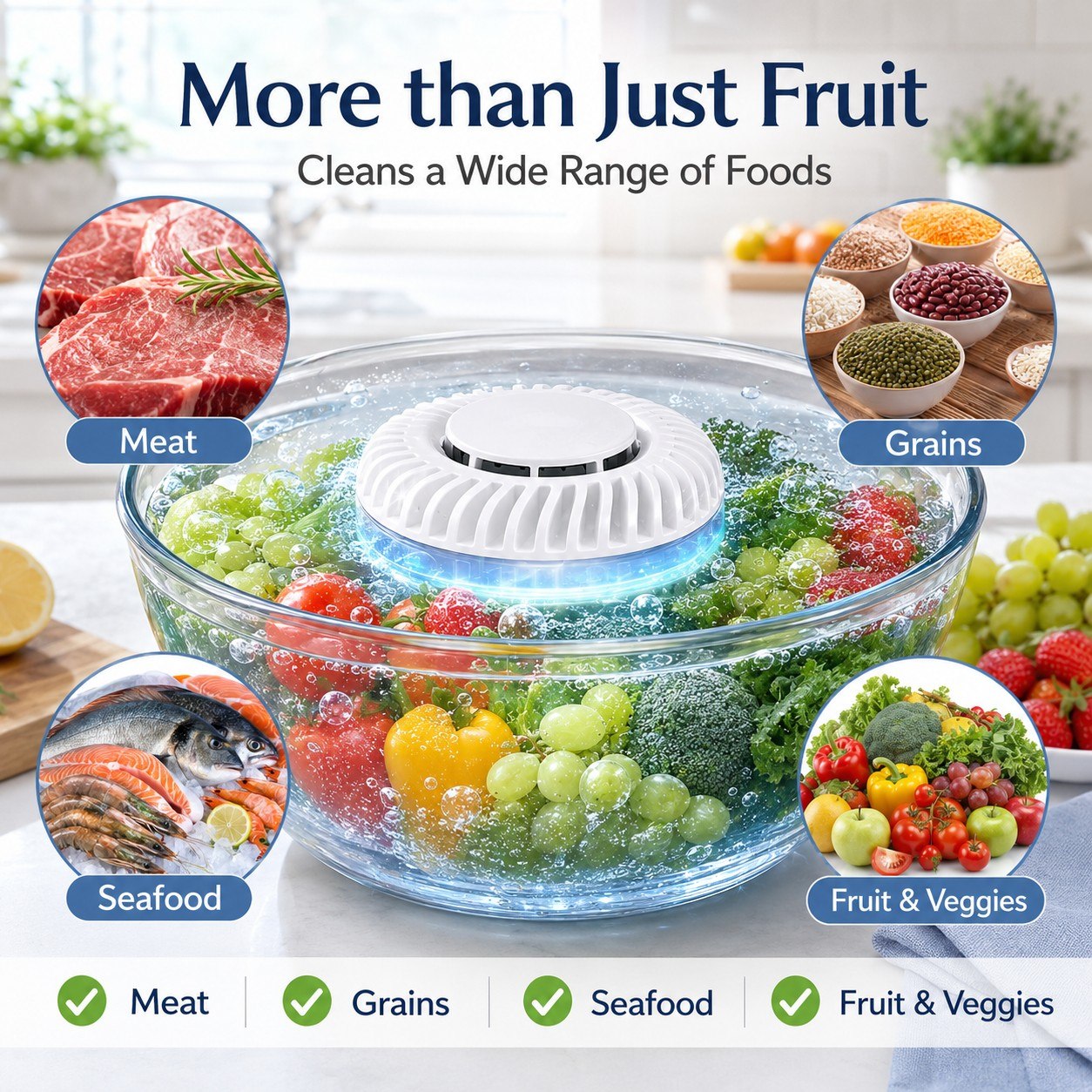 🥬 Fruit & Vegetable Washer – Removes Pesticides & Bacteria, No Chemicals Needed